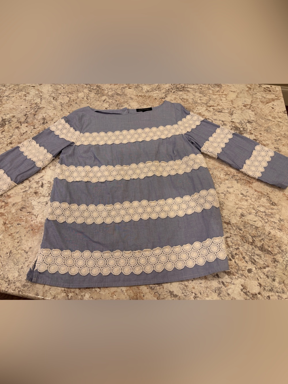Banana Republic Blue Pullover with Lace Stripes